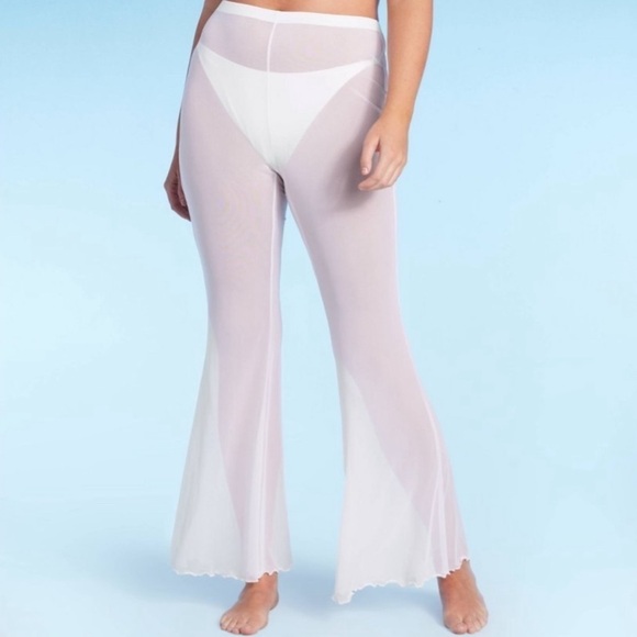 3 For $15 Wild Fable -Women's Mesh High Waist Flare Cover-Up Pants - Picture 3 of 6